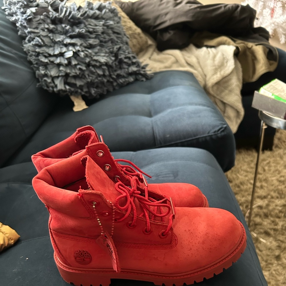 Selling my son’s timberland boots he wore once for a school’s dance.